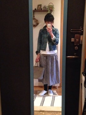 「セントジェームス」｜「アイテム（デニムジャケット）」を使った、uzukanさん（レディース・159cm）の春コーディネート