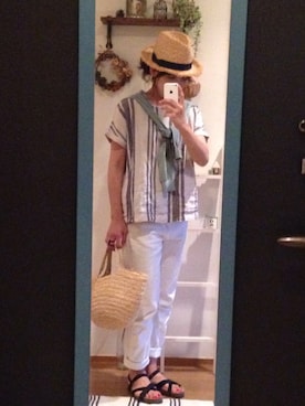 「Sans Arcidet（サンアルシデ）のアイテム（バッグ）」を使った、uzukanさん（レディース・158cm）の夏コーディネート