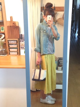 「Lee（リー）のアイテム（シャツ/ブラウス）」を使った、uzukanさん（レディース・158cm）の春コーディネート