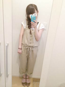 「Te chichi（テチチ）のアイテム（サロペット/オーバーオール）」を使った、nmᵕ̈さん（レディース・155cm）の夏コーディネート