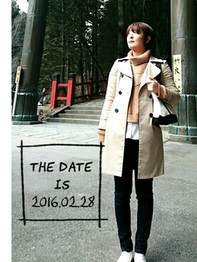 「JEANASIS（ジーナシス）のDENIMシルキースキニーパンツ/715842 （デニムパンツ）」を使った、AyaNeさん（レディース・160cm）の冬コーディネート