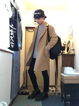 「Dr. Martens（ドクターマーチン）のDr.Martens (ドクターマーチン)/1461 3EYE GIBSON SHOES（その他シューズ）」を使った、KAIさん（メンズ・178cm）の冬コーディネート