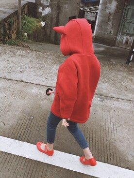 「Handmade（ハンドメイド）のアイテム（スタジャン）」を使った、yo_-_yoさん（キッズ・110cm）の冬コーディネート
