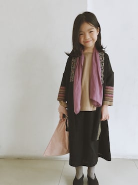 「Handmade（ハンドメイド）のアイテム（チュニック）」を使った、yo_-_yoさん（キッズ・110cm）の冬コーディネート
