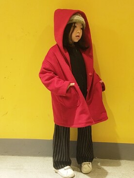 「Handmade（ハンドメイド）のアイテム（ダウンジャケット/コート）」を使った、yo_-_yoさん（キッズ・110cm）の冬コーディネート