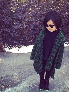 「Handmade（ハンドメイド）のアイテム（ノーカラージャケット）」を使った、yo_-_yoさん（キッズ・110cm）の冬コーディネート