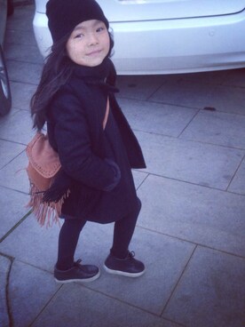 「Handmade（ハンドメイド）のアイテム（ダウンジャケット/コート）」を使った、yo_-_yoさん（キッズ・110cm）の冬コーディネート