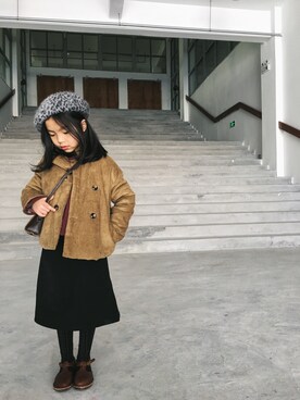 「Handmade（ハンドメイド）のアイテム（ダウンジャケット/コート）」を使った、yo_-_yoさん（キッズ・110cm）の冬コーディネート