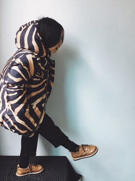 「Handmade（ハンドメイド）のアイテム（ダウンジャケット/コート）」を使った、yo_-_yoさん（キッズ・110cm）の冬コーディネート