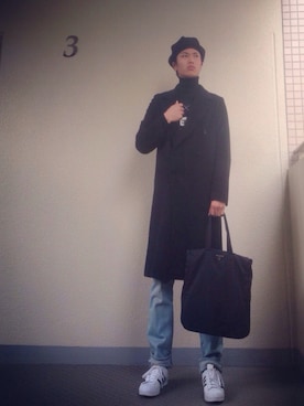 「chanel」｜「アイテム（ハンチング/ベレー帽）」を使った、TAKATOMOさん（メンズ・175cm）の冬コーディネート