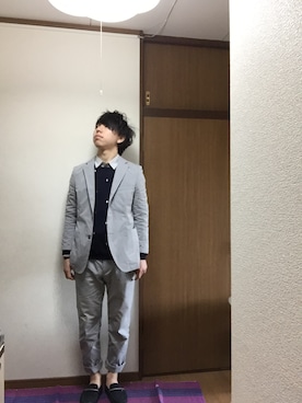「トランプ柄」｜「アイテム（ジャケット/アウター）」を使った、いのしゅうさん（メンズ・166cm）の春コーディネート