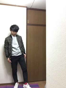 「シャツ×スウェット」｜「アイテム（ジャケット/アウター）」を使った、いのしゅうさん（メンズ・166cm）の春コーディネート