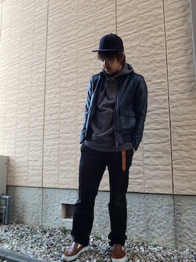「nonnative（ノンネイティブ）のアイテム（パーカー）」を使った、U•Fさん（メンズ・170cm）の冬コーディネート