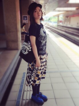 「phenomenon beyond description（フェノメノンビヨンドディスクリプション）のアイテム」を使った、Kathy Yuさん（レディース・158cm）の夏コーディネート
