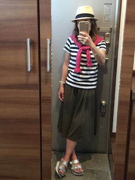 「ピンクニット」｜aira-girlさん（レディース・153cm）の夏コーディネート