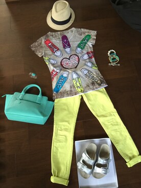 「DHOLIC（ディーホリック）のアイテム（ブレスレット）」を使った、aira-girlさん（レディース・153cm）の夏コーディネート