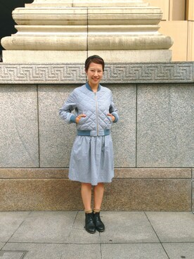 「ポールスミス」｜「アイテム（スタジャン）」を使った、Shinoさん（レディース・154cm）の秋コーディネート