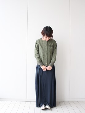 「nusy（ヌージー）のアイテム（ジャケット/アウター）」を使った、Shinoさん（レディース・154cm）の春コーディネート