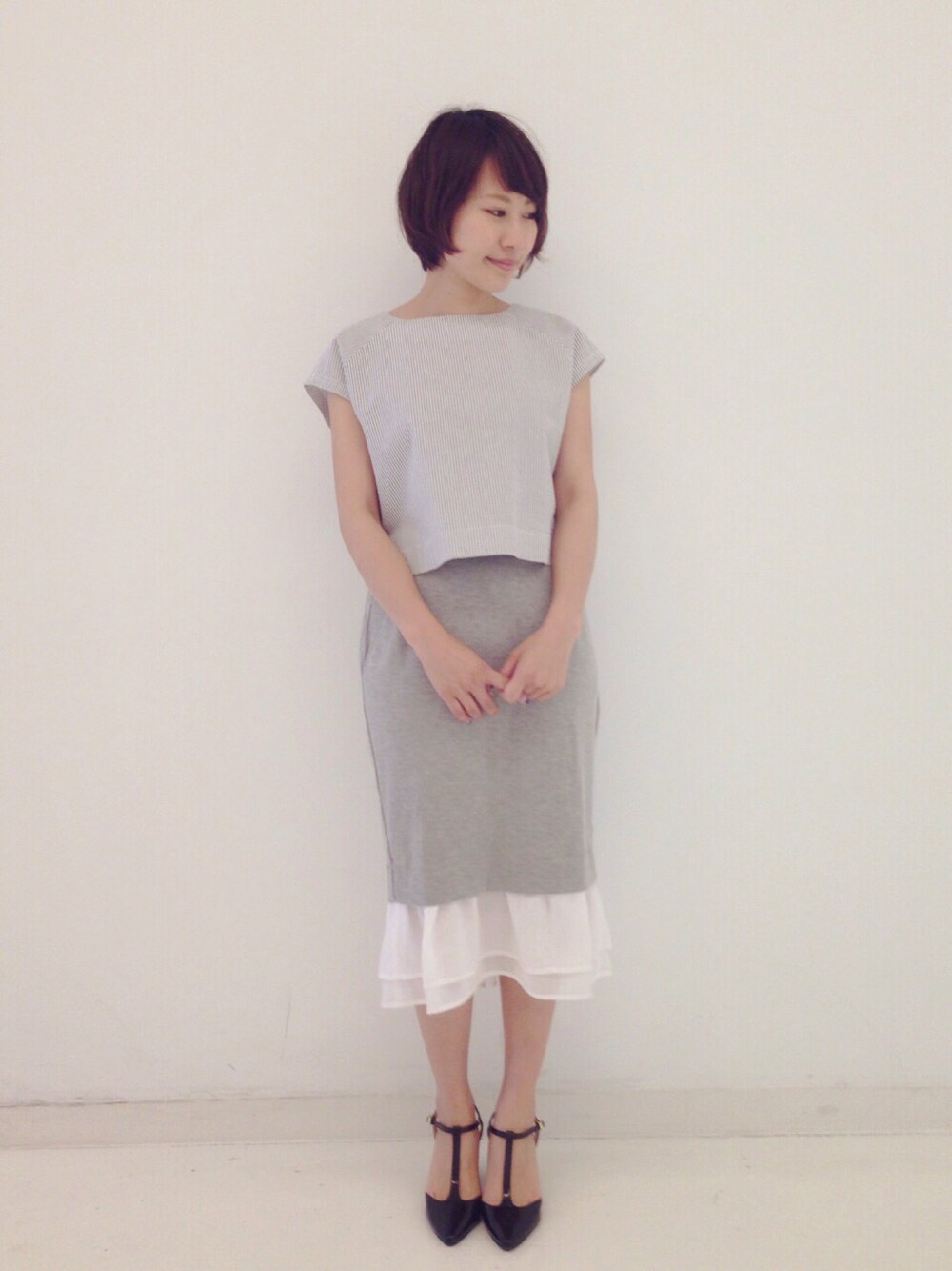 Shinoさんの「．ｆｒ軽やかなシフォンのドッキングスカート（haco!）」を使ったコーディネート