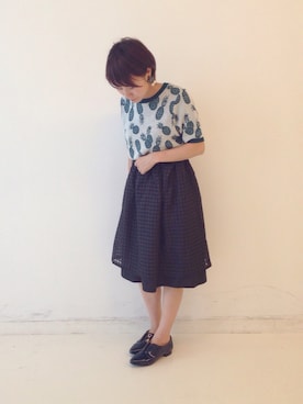 「オーガンジー」｜「アイテム（その他シューズ）」を使った、Shinoさん（レディース・154cm）の夏コーディネート