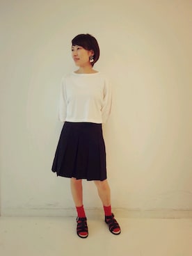 「ひざ丈スカート」｜Shinoさん（レディース・154cm・20代）の夏コーディネート