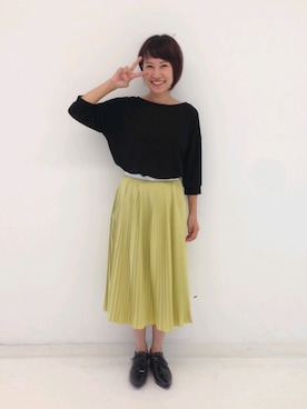 「nusy（ヌージー）のアイテム（チュニック）」を使った、Shinoさん（レディース・154cm）の秋コーディネート