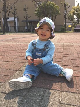 「FITH（フィス）のアイテム（スウェット）」を使った、MAYさん（キッズ・80cm）の春コーディネート