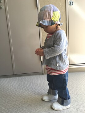 「アイテム（カーディガン/ボレロ）」を使った、MAYさん（キッズ・80cm）の春コーディネート