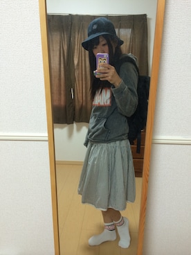 「CIAOPANIC（チャオパニック）のアイテム（バックパック/リュック、ブラック系）」を使った、ちーちゃん*さん（レディース・158cm）の秋コーディネート