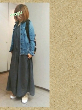 「アイテム（ワンピース/ドレス、ブルー系）」を使った、めぐさん（レディース・155cm）の春コーディネート