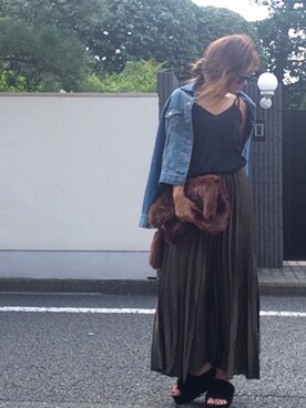 「CECIL McBEE（セシルマクビー）のアイテム（デニムジャケット）」を使った、atsukoさん（レディース・156cm）の秋コーディネート