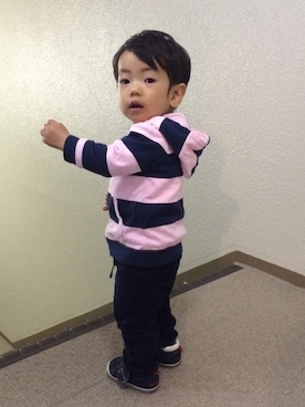 「男の子だけどピンク」｜Louis.Airuさん（キッズ・80cm）の春コーディネート