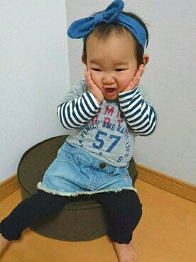 「e.a.B（エーアーベー）のアイテム（ワンピース/ドレス）」を使った、MikAnさん（キッズ・80cm）の夏コーディネート