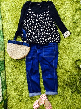 「＃デニム」｜「アイテム（その他シューズ）」を使った、turigirlさん（レディース・160cm）の夏コーディネート