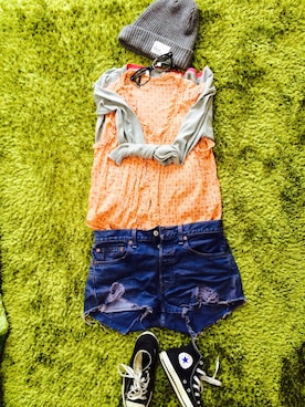「＃カーディガン」｜「アイテム（スニーカー）」を使った、turigirlさん（レディース・160cm）の夏コーディネート
