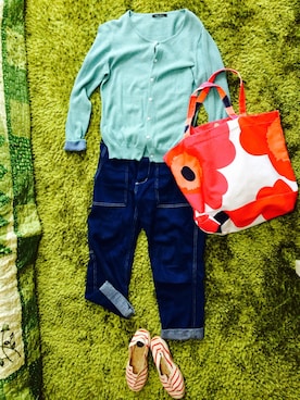 「＃デニム」｜「アイテム（その他シューズ）」を使った、turigirlさん（レディース・160cm）の夏コーディネート