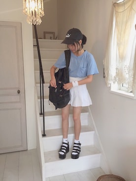 「アイテム（キャップ）」を使った、AMA.さん（レディース・151cm・10代）の夏コーディネート