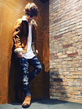 「NO ID.（ノーアイディ）のアイテム（ブルゾン）」を使った、kazu.rock.001さん（メンズ・172cm）の冬コーディネート