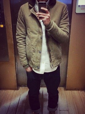 「NHIZのアイテム」を使った、Super-Leeさん（メンズ・177cm）の冬コーディネート