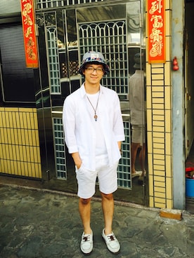 「ORIS（オリス）のアイテム（シューズ）」を使った、Justin Chenさん（メンズ・168cm）の夏コーディネート