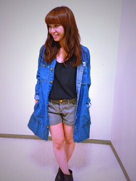 「Lee（リー）のアイテム（その他パンツ）」を使った、sekimoさん（レディース・155cm）の秋コーディネート