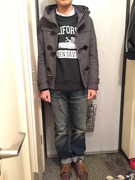 「BEN DAVIS（ベンデイビス）のアイテム（スウェット）」を使った、shimotoさん（メンズ・164cm）の冬コーディネート