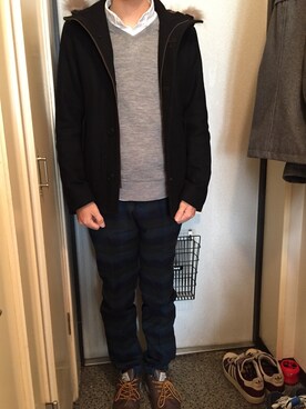 「The DUFFER of ST.GEORGE（ザダファーオブセントジョージ）のアイテム（その他アウター）」を使った、shimotoさん（メンズ・164cm）の冬コーディネート