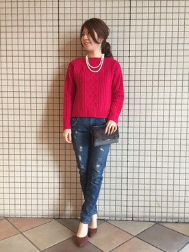 「laboratory work（ラボラトリーワーク）のアイテム（ショルダーバッグ）」を使った、ｍｉｙｕさん（レディース・161cm）の冬コーディネート