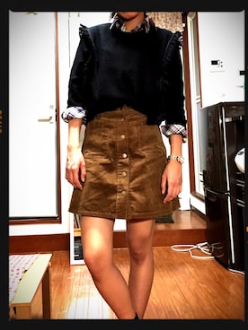 「黒ニット」｜aika☃さん（レディース・165cm）の冬コーディネート