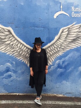 「GLOBAL WORK（グローバルワーク）のフェルトナカオレＨＡＴ/565115（ハット）」を使った、Jennifer Chongさん（レディース・158cm）の秋コーディネート