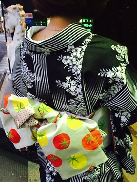 「アイテム（水着/着物・浴衣、レッド系）」を使った、canさん（レディース・165cm）の冬コーディネート