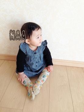 「アイテム（タイツ/ストッキング、ベージュ系）」を使った、rk.naaさん（キッズ・70cm）の冬コーディネート