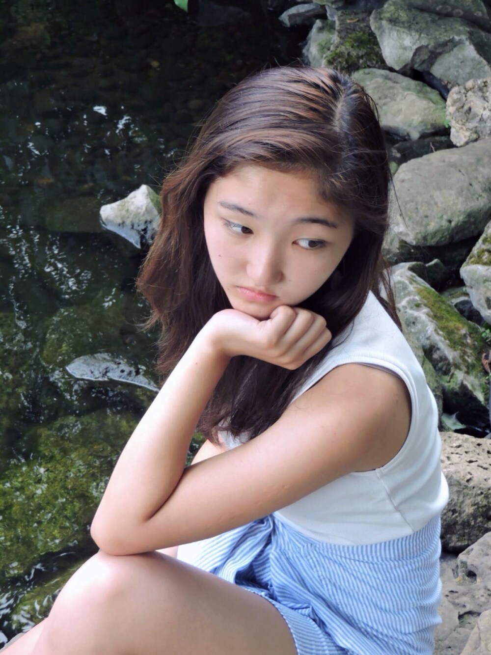 「summer、casual、RELAX、Sunnyday、girl、woman、fun、cool、stripe、fall」｜「Calvin Kleinのアイテム（口紅/リップティント/グロス、ピンク系）」を使った、Aiさん（レディース・157cm）の秋コーディネートの1枚目の写真