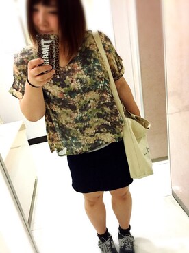 「オシャレウォーカーのアイテム（Tシャツ/カットソー、その他）」を使った、mcnskさん（レディース・162cm）の夏コーディネート